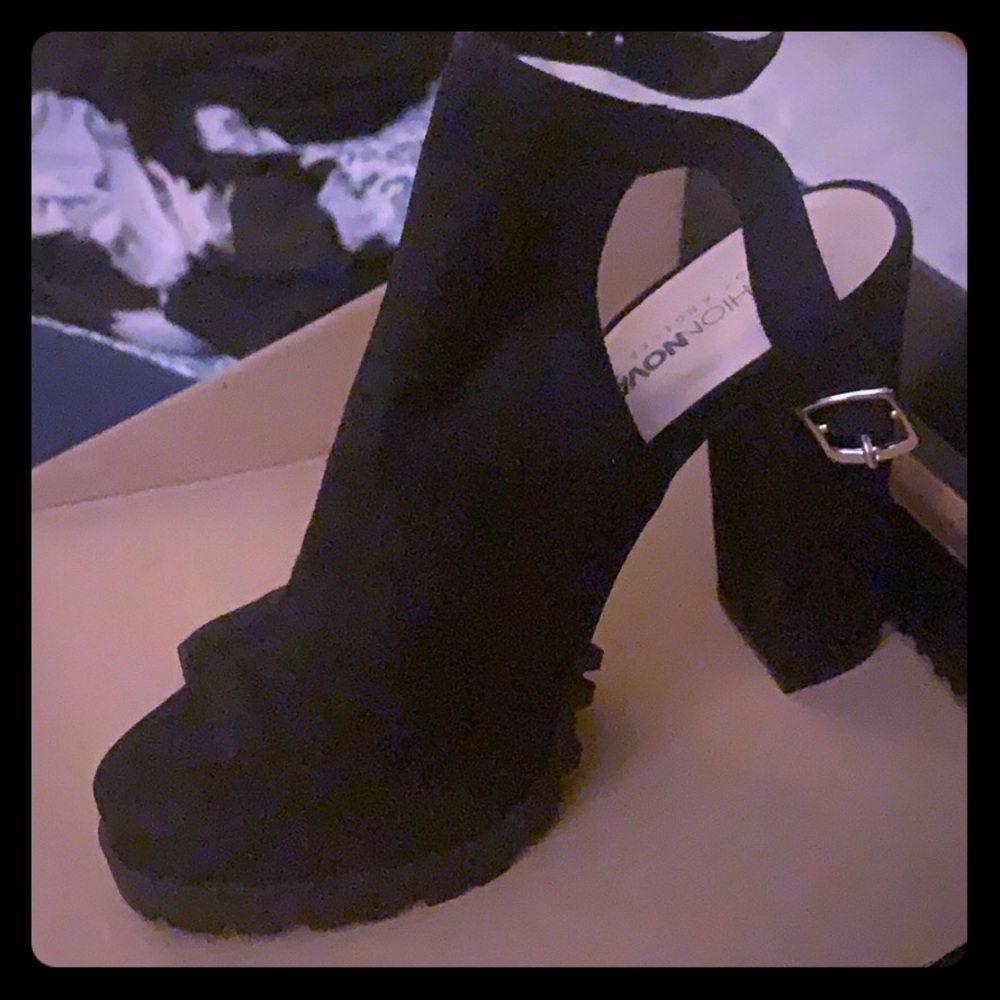 Chunk Heel Black Suede Bootie